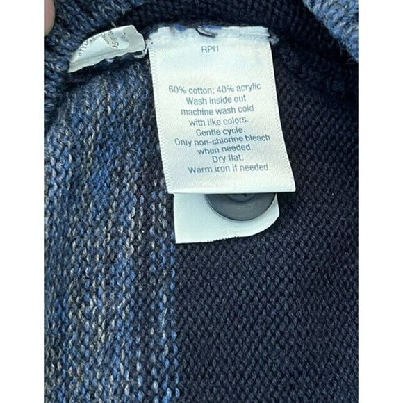 Urban Pipeline Men's Large Mock Turtleneck Three Button Sweater Gray Blue Stripe - Picture 4 of 4